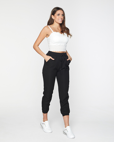 Crop top alb cu bretele de damă - Îmbrăcăminte