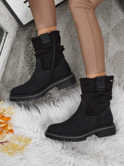 Botine înalte de damă din piele ecologică întoarsă Liora