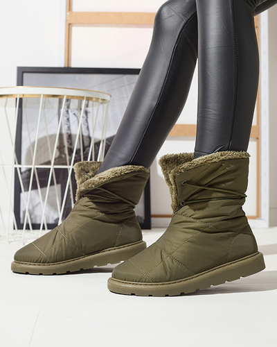 Pantofi de damă verde închis a'la cizme de zăpadă Amirfu- Footwear
