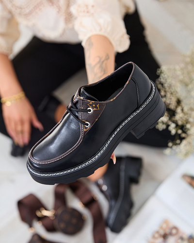 Royalfashion Cizme jumătăți de damă negre pe talpă groasă Dobbin