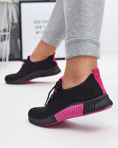 Pantofi sport negri pentru femei cu inserții fucsia Keteti - Încălțăminte