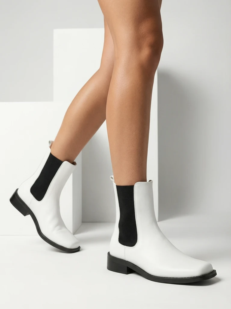 Botine Dama Astra Albe Piele Elegante de Toamnă