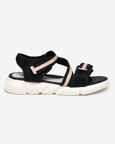 Sandale pentru copii negre si roz prinse cu Velcro Modis - Pantofi