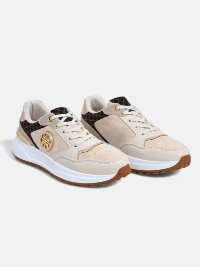 Calista Verona beige damessneakers met platte hak - 4 cm eco-leer