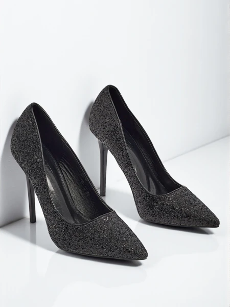 Pantofi cu toc pentru femei din piele ecologică cu brocart Zavrimea