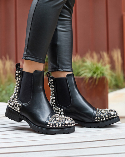 Cizme de damă cu cuișoare, de culoare neagră Amerapi- Footwear