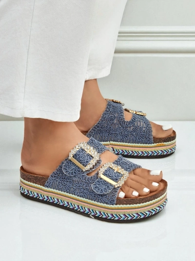 Sandale dama Royalfashion cu catarame cu pietre strălucitoare GlamCork