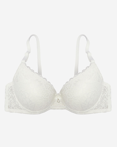 Sutien push up crem pentru femei, decorat cu dantelă- Lenjerie