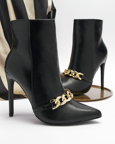 OUTLET Cizme stiletto negre decorate cu un lanț Rittle- Footwear