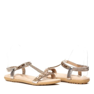 Złote sandały z cyrkoniami Veda- Obuwie