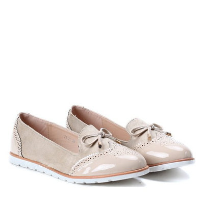Beżowe mokasyny z kokardką Julia - Obuwie