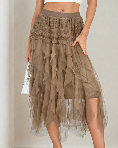 Royalfashion Fustă midi cu două straturi pentru femei