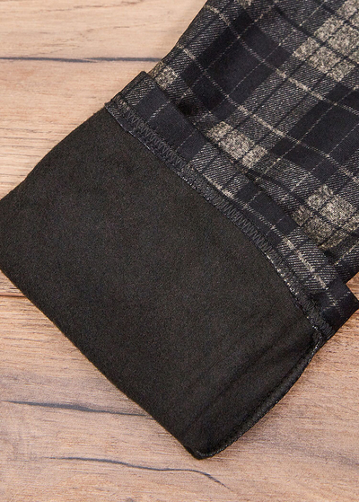 Royalfashion Pantaloni treggings izolate cu carouri pentru femei maro