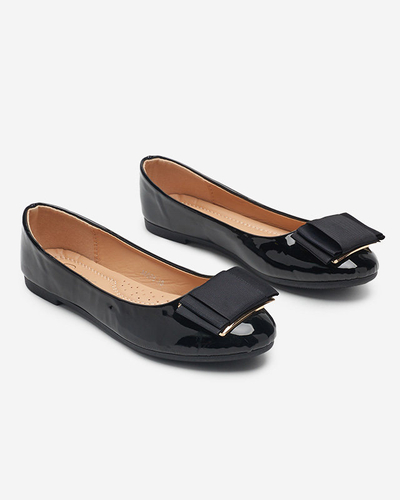 OUTLET Balerini negri lacuiti cu fundita Asame- Pantofi