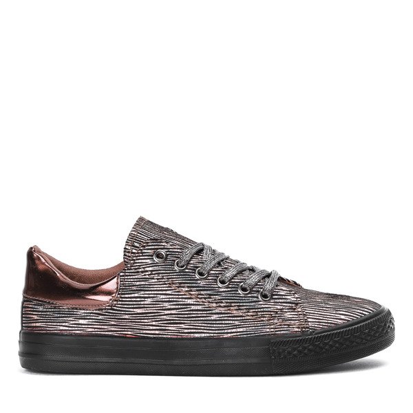 Brązowe trampki z pobłyskującym materiałem Dimea - Obuwie