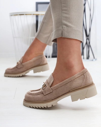Royalfashion Mocasini de damă cu lănțișor maro deschis maro deschis cu lanț Imerila