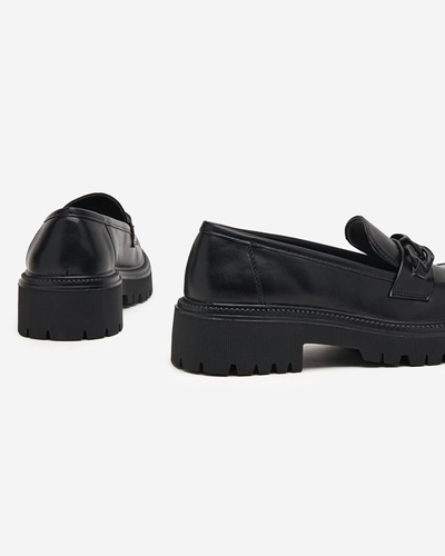 OUTLET Pantofi de dama din piele ecologica neagra cu lant Konera - Incaltaminte