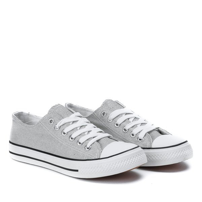 Srebrne trampki pokryte brokatem Audiene - Obuwie