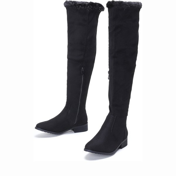 Czarne kozaki na płaskim obcasie Willia - Obuwie