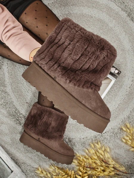 Ghete tip snowboots de damă cu blană artificială Irelle