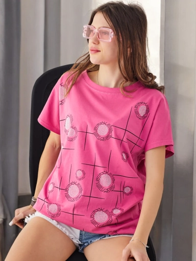 Royalfashion Tricou din bumbac pentru femei cu imprimeu