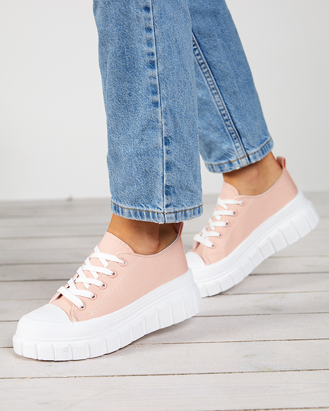 Pantofi sport dama pudrati - adidasi pe platforma Meoina - Incaltaminte