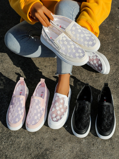 Mocasi Royalfashion pentru femei din plasă cu flori Emzos