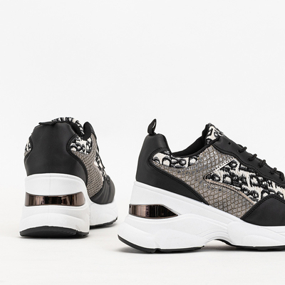 Tenisi negri de damă cu imprimeu și pană Suwill ascunsă - Încălțăminte