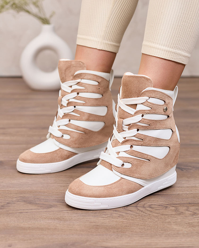Royalfashion Cizme sport pe tocuri pentru femei Pamstinsa maro deschis