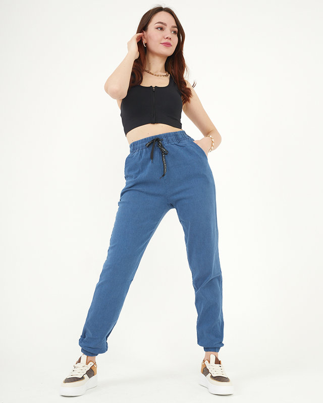 Pantaloni de jogging din țesătură albastră pentru femei - Îmbrăcăminte