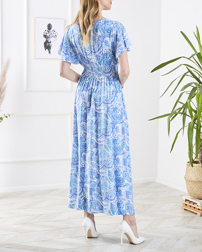 Rochie midi bleu cu model pentru femei Îmbrăcăminte