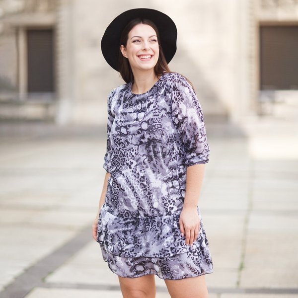 Rochie violet pentru femei cu relief - Îmbrăcăminte