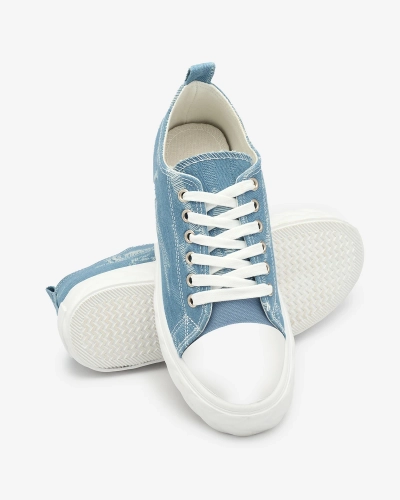 Royalfashion Adidași din denim pentru femei de culoare albastră cu frecare Nerolera