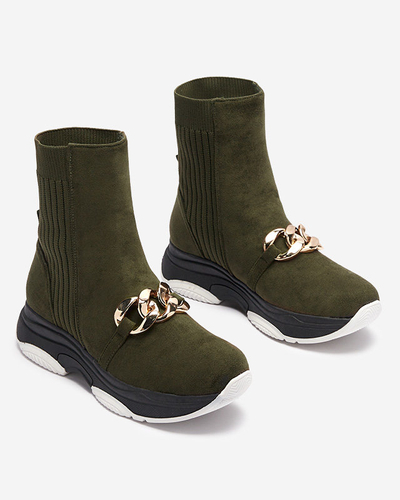 Cizme eco-suede izolate verzi de damă Cuzitta- Footwear