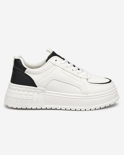 Pantofi sport dama alb-negru din piele ecologica pe platforma Cerecha - Incaltaminte