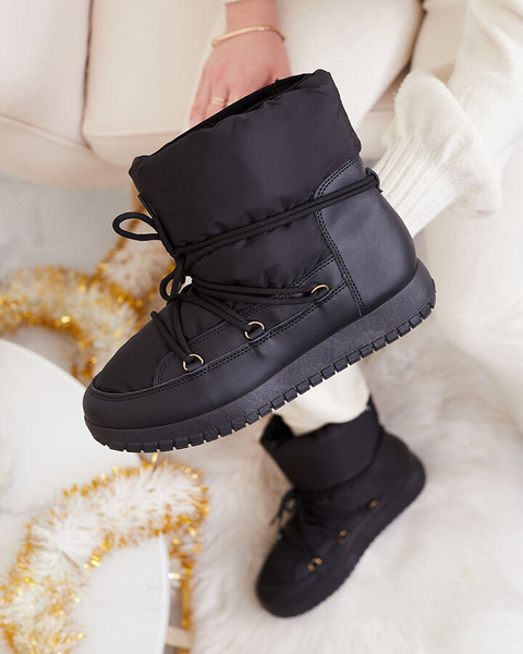 Royalfashion Cizme de zăpadă slip-on pentru femei de culoare neagră Iredas