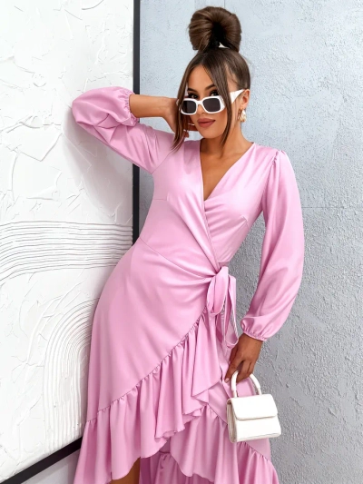 Royalfashion Rochie midi legată pentru femei cu volane
