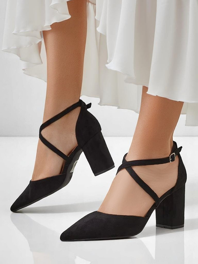 Royalfashion Pantofi de damă din eco-piele întoarsă cu barete Kanastru