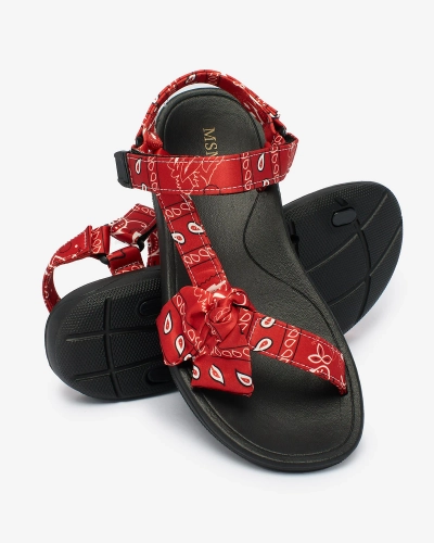 Royalfashion Sandale roșii pentru femei cu fundiță Oyall