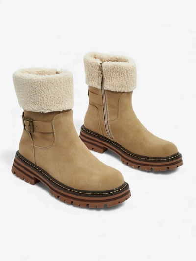 Botine de damă din piele ecologică cu blană Merli