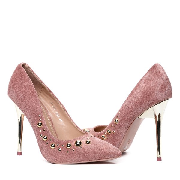 Różowe czółenka z dżetami Avalyn- Obuwie