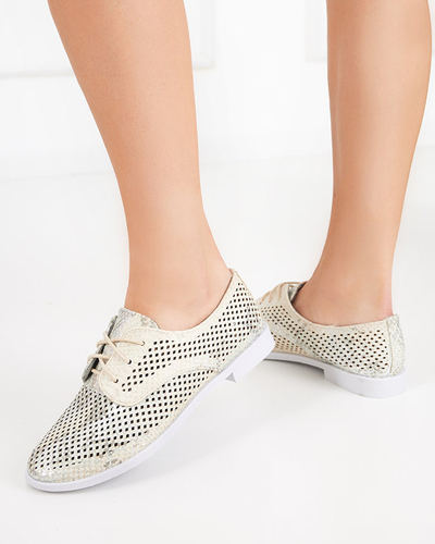OUTLET Pantofi de dama verde deschis cu ajurata Kotniso - Incaltaminte