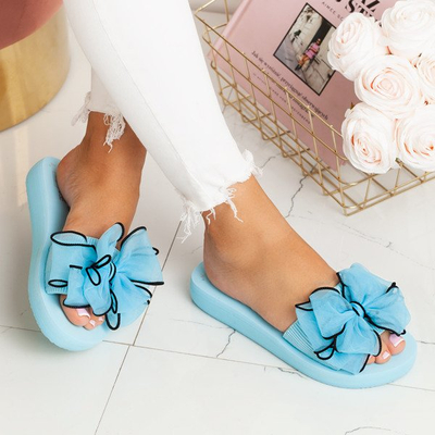 Niebieskie klapki z kokardką Assemini - Obuwie