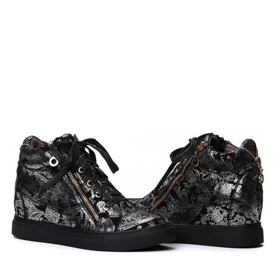 Czarne sneakersy na koturnie - Obuwie