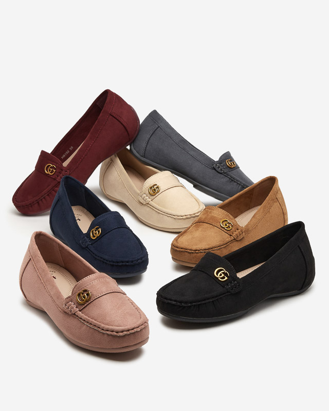 Mocasini de dama cu toc cu pană joasă de culoare camel Lemira - Încălțăminte