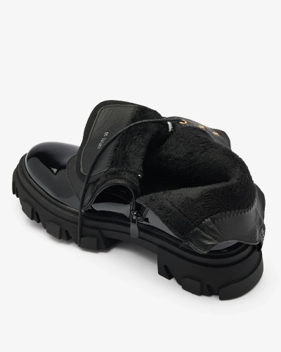 Royalfashion Cizme de femeie izolate pentru bagger negru lăcuit Setogia