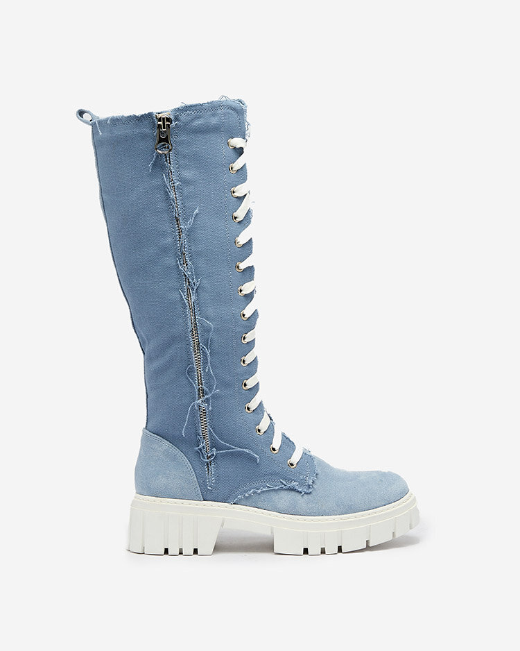 Royalfashion Cizme de damă din material textil de culoare albastră Leconen