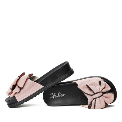 Różowe klapki z kokardką Marjorie- Obuwie