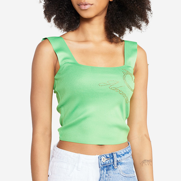 Crop top cu bretele de damă verde - Îmbrăcăminte