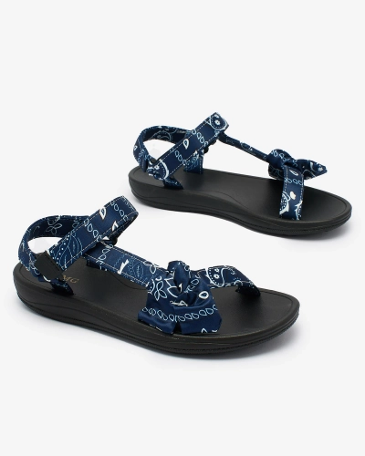 Royalfashion Sandale de damă albastru marin cu fundiță Oyall